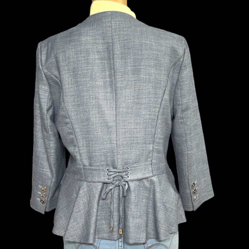 NEW White House Black Drape Ruffle Jacket Blazer ZS/6 - Picture 4 of 9